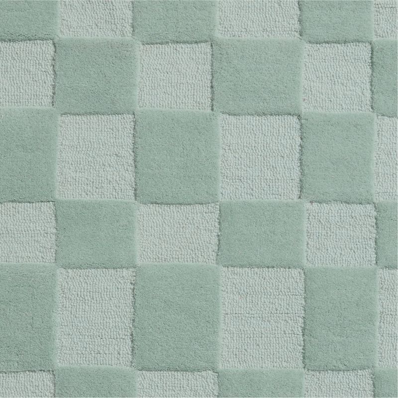 Imperfect Checkerboard Muted Teal Wool Kids Area Rug  6'x9' - Image 2