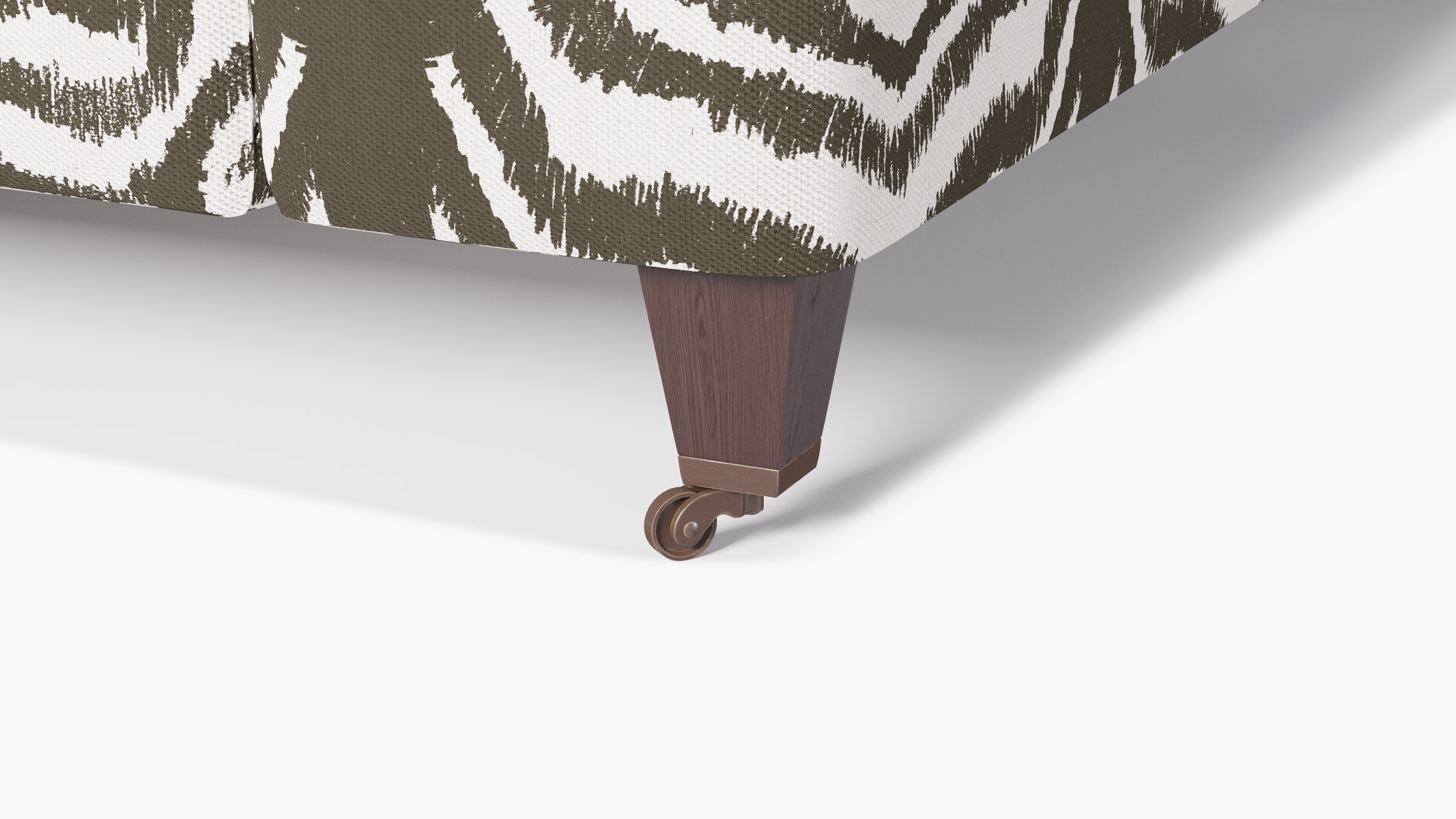 Classic Sofa, Zebra, Espresso with Antique Brass Caster - Image 1