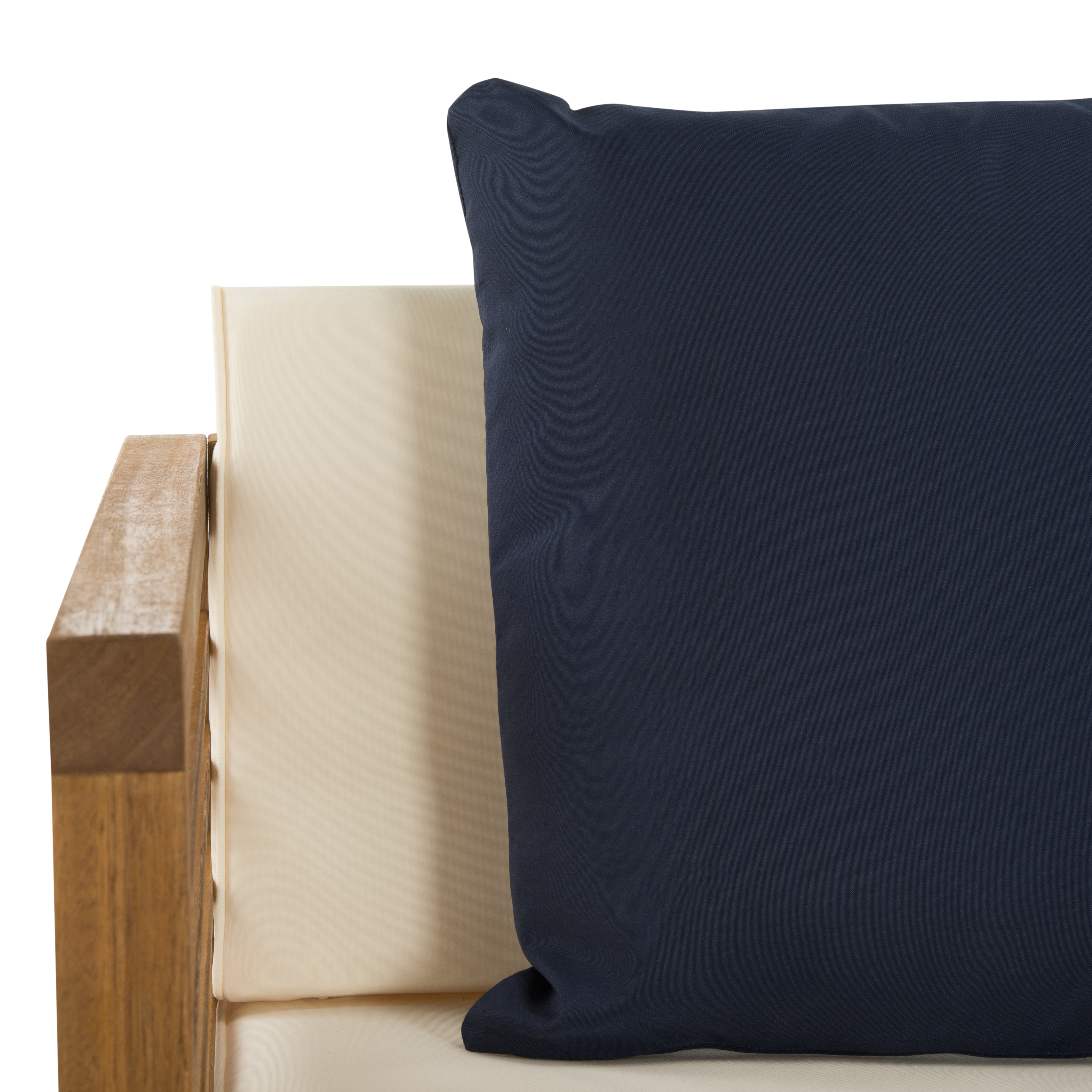 Alda 4 Piece Outdoor Set With Accent Pillows - Natural/White/Navy - Arlo Home - Image 1