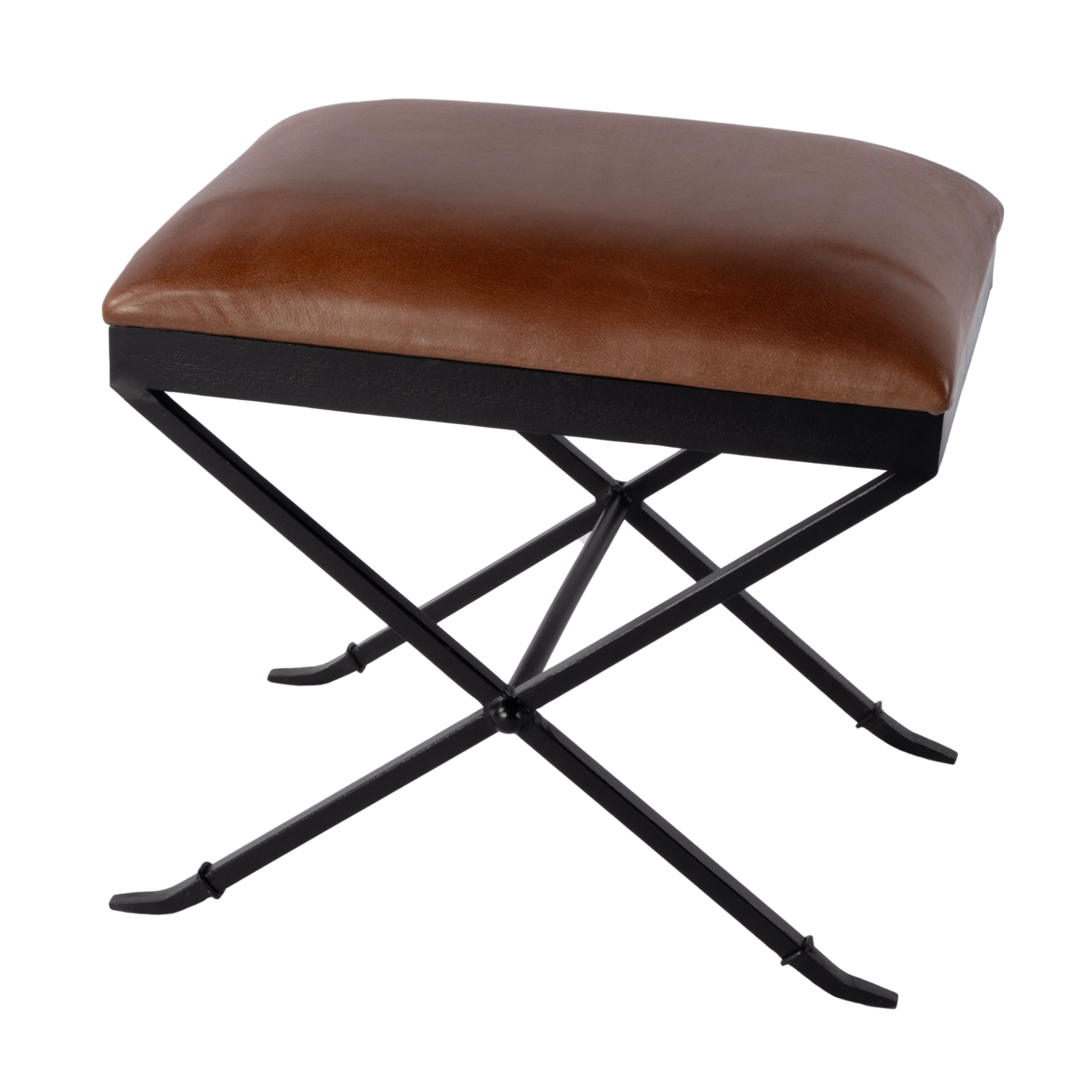 Livingston Brown Leather Accent Stool - Image 0
