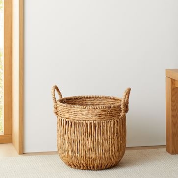 Vertical Lines Baskets, Small Round, Natural - Image 2
