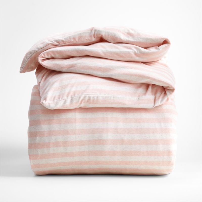 Comfy Tee Pink Stripe Organic Cotton Jersey Kids Twin Duvet Cover - Image 3