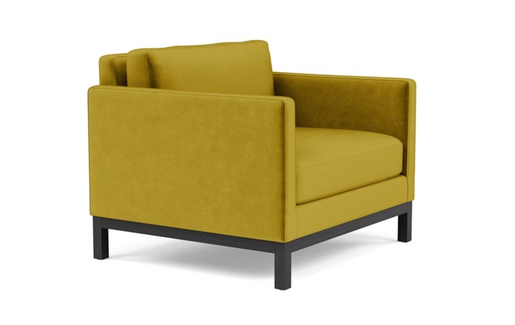Jasper Accent Chair with Yellow Citrine Fabric and Matte Black legs - Image 1