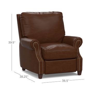 James Roll Arm Leather Recliner, Down Blend Wrapped Cushions, Vegan Java - Image 5