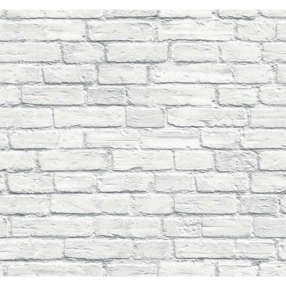 Seabrook Designs Distressed White Brick Wallpaper, Beige - Image 0