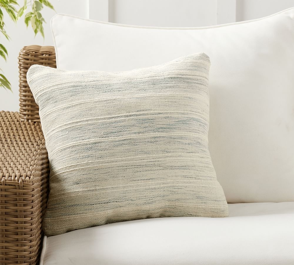 Seneca Indoor/Outdoor Textured Pillow, 18" x 18", Ivory Multi - Image 0