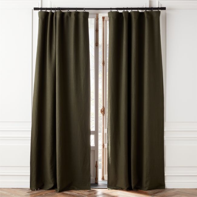 Forest Green EUROPEAN FLAX™-Certified Linen Blackout Window Curtain Panel 48''x96" - Image 0