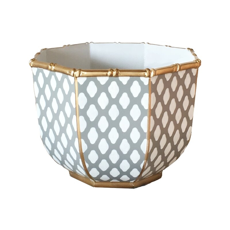 Dana Gibson Inc. Bamboo Metal Decorative Bowl Size: 8" H x 11" W x 11" D, Color: Parsi Gray - Image 0