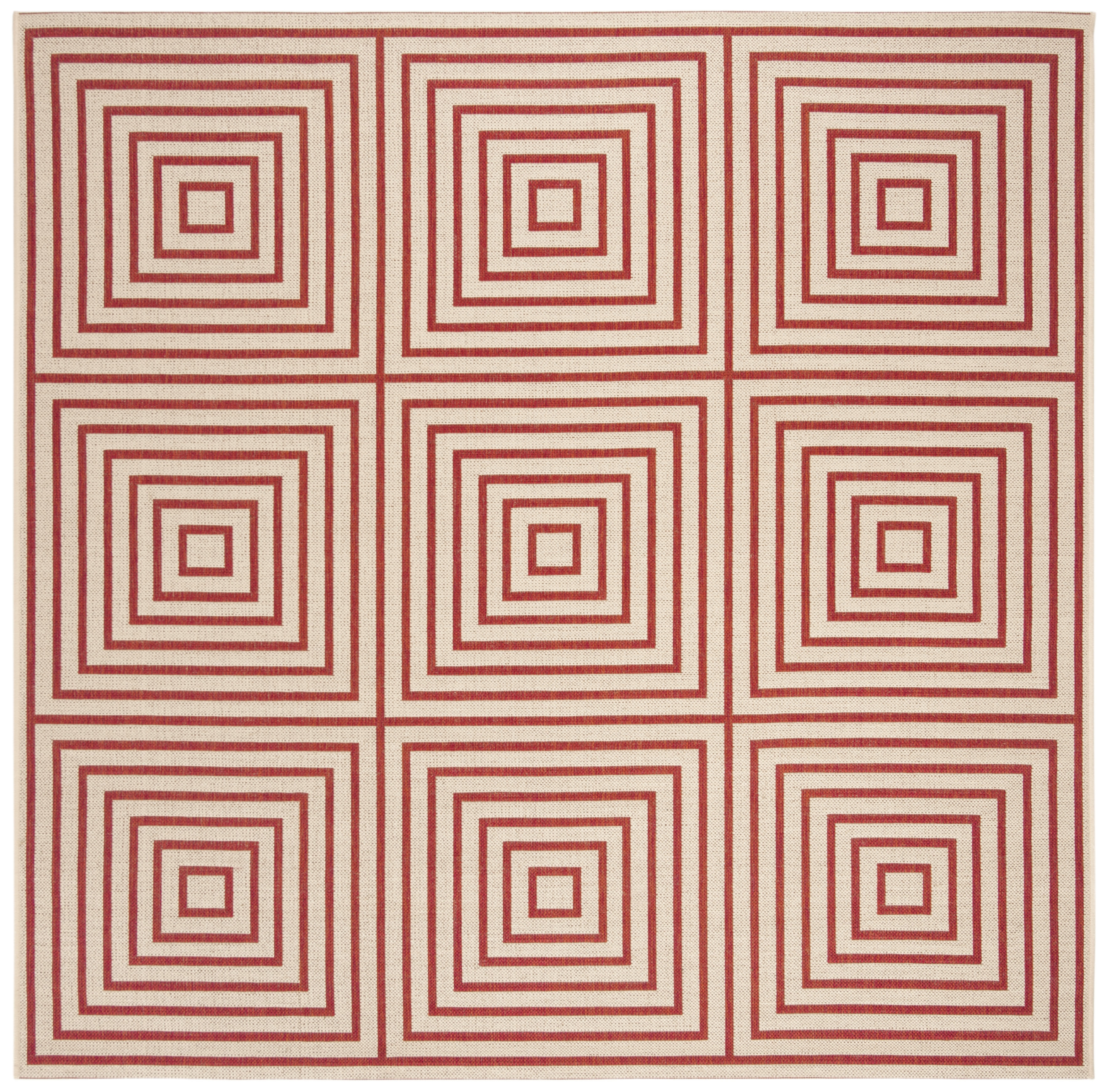 Arlo Home Indoor/Outdoor Woven Area Rug, LND123Q, Red/Cream,  6' 7" X 6' 7" Square - Image 0