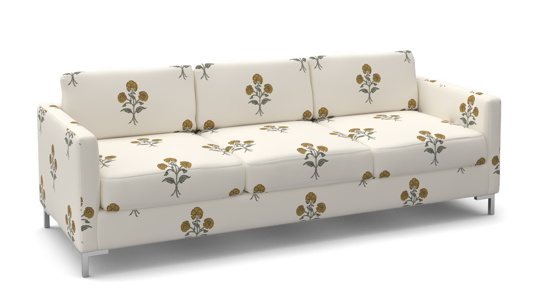 Modern Sofa, Marigold Delphine, Brass L Leg - Image 1