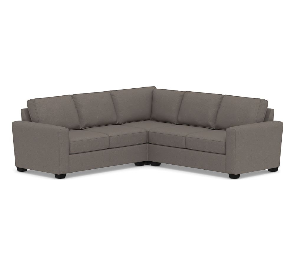 SoMa Fremont Square Arm Upholstered 3-Piece L-Shaped Corner Sectional, Polyester Wrapped Cushions, Performance Heathered Tweed Graphite - Image 0