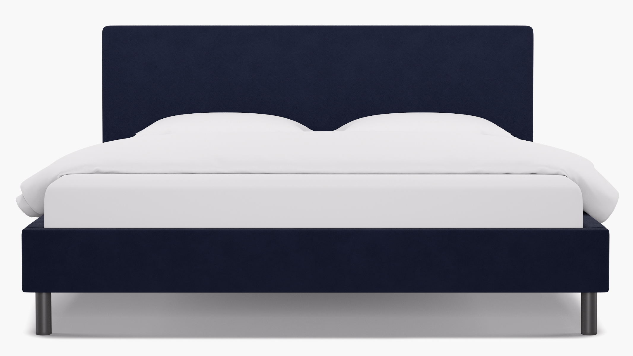 Tailored Platform Bed, Navy Classic Velvet, King - Image 1