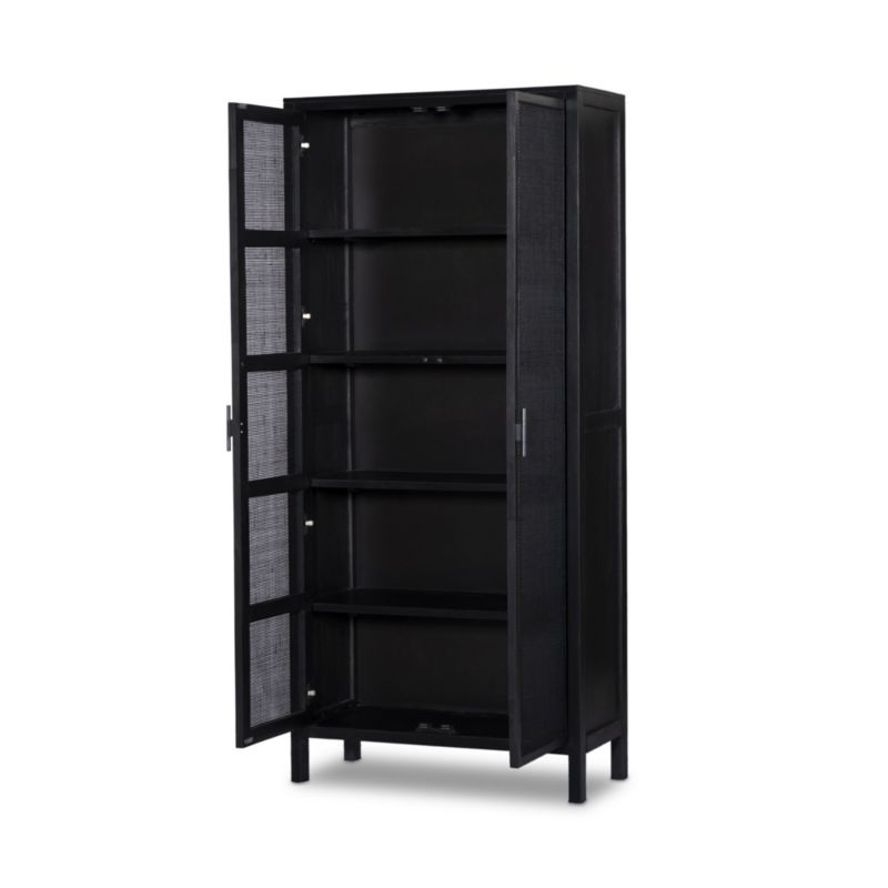 Caprice Black Natural Cane Narrow Cabinet - Image 3