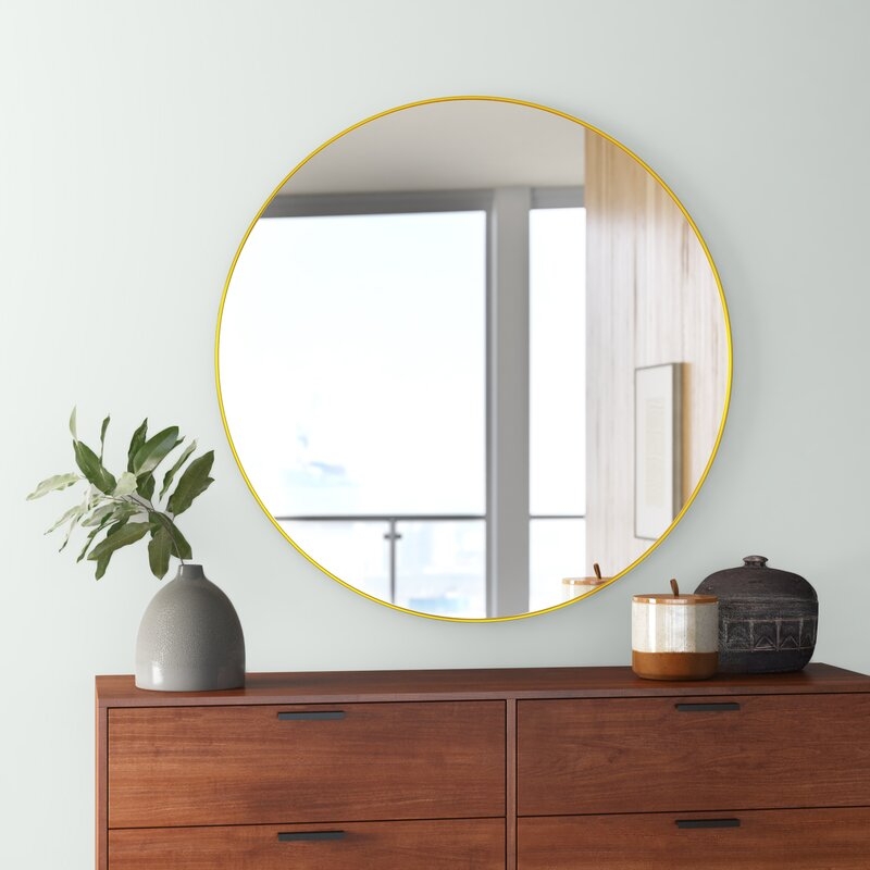 Sabine Oversized Accent Mirror Size: 39" H x 39" W, Finish: Gold - Image 0