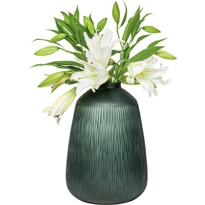 Dupioni Green 12.25" Indoor / Outdoor Glass Table Vase - Image 0