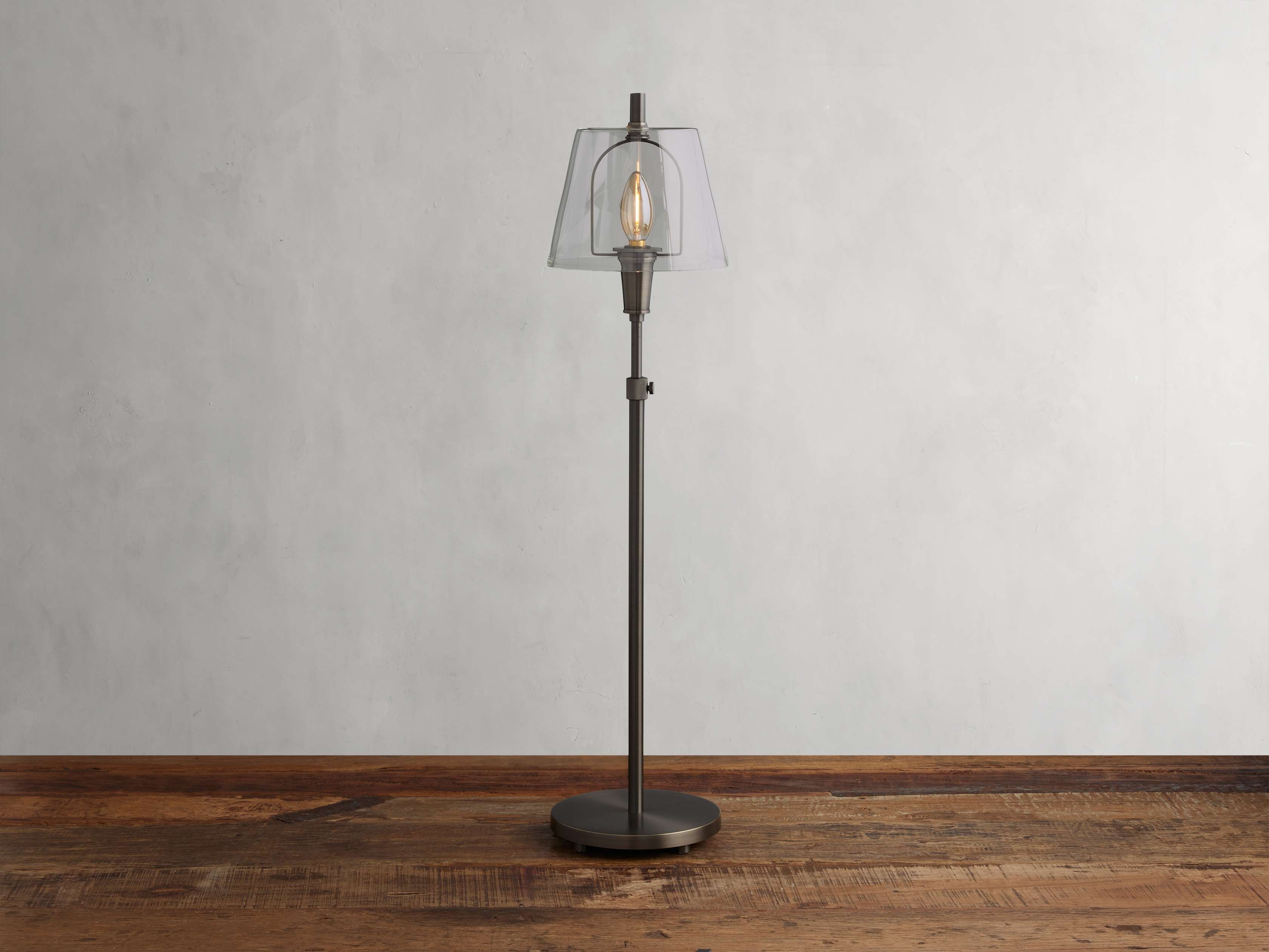 Candice Table Lamp in Pewter Metal Silver  Clear - Image 0