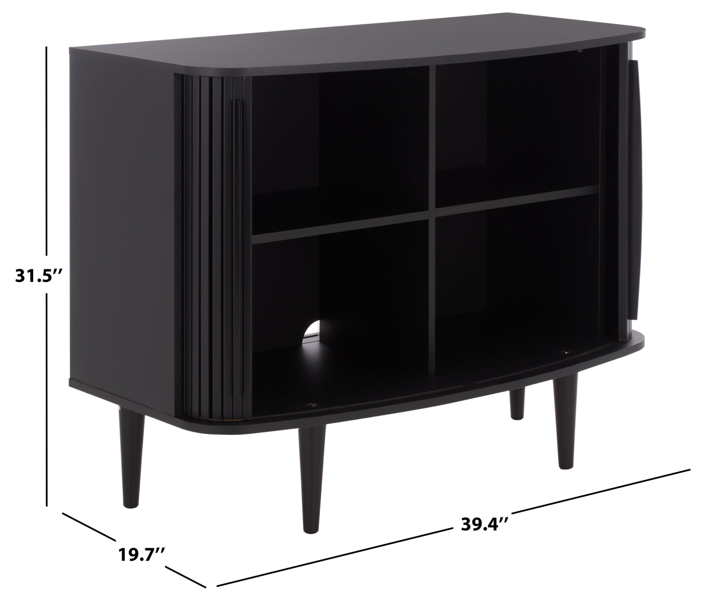 Sabby Tambour Door Compact Sideboard - Black - Image 9