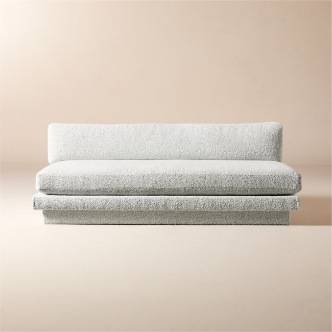 Plinth 80" Armless Peppered Grey Performance Boucle Sofa - Image 0