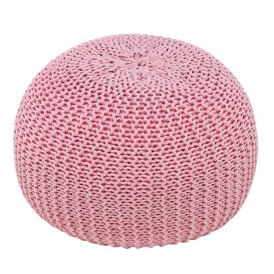 Round Knit Pouf - Hand Woven Cotton,Pink - Image 0