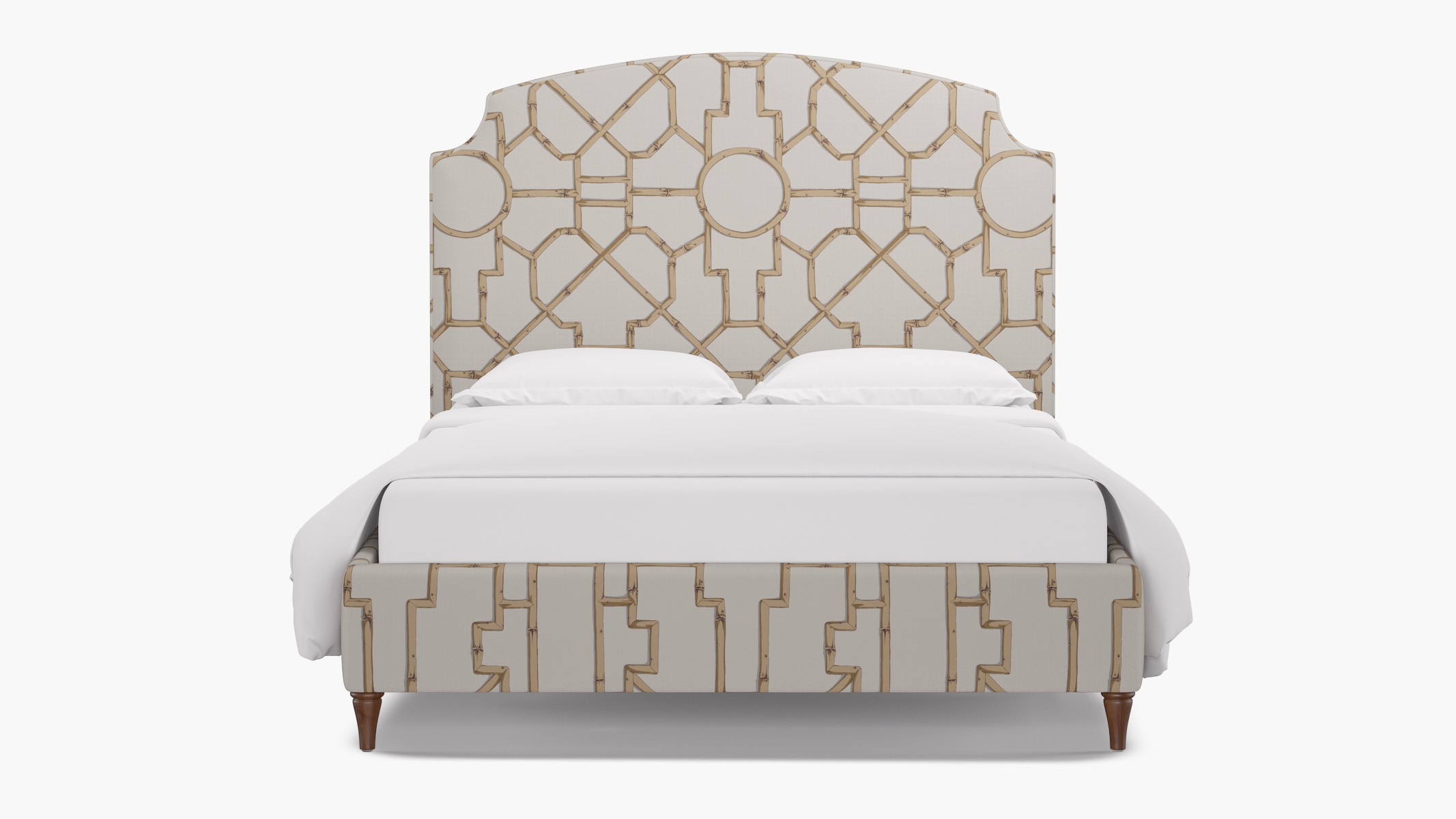 Cove Bed, Tan Baldwin Bamboo, Walnut Decorative Tapered Leg, Queen - Image 0