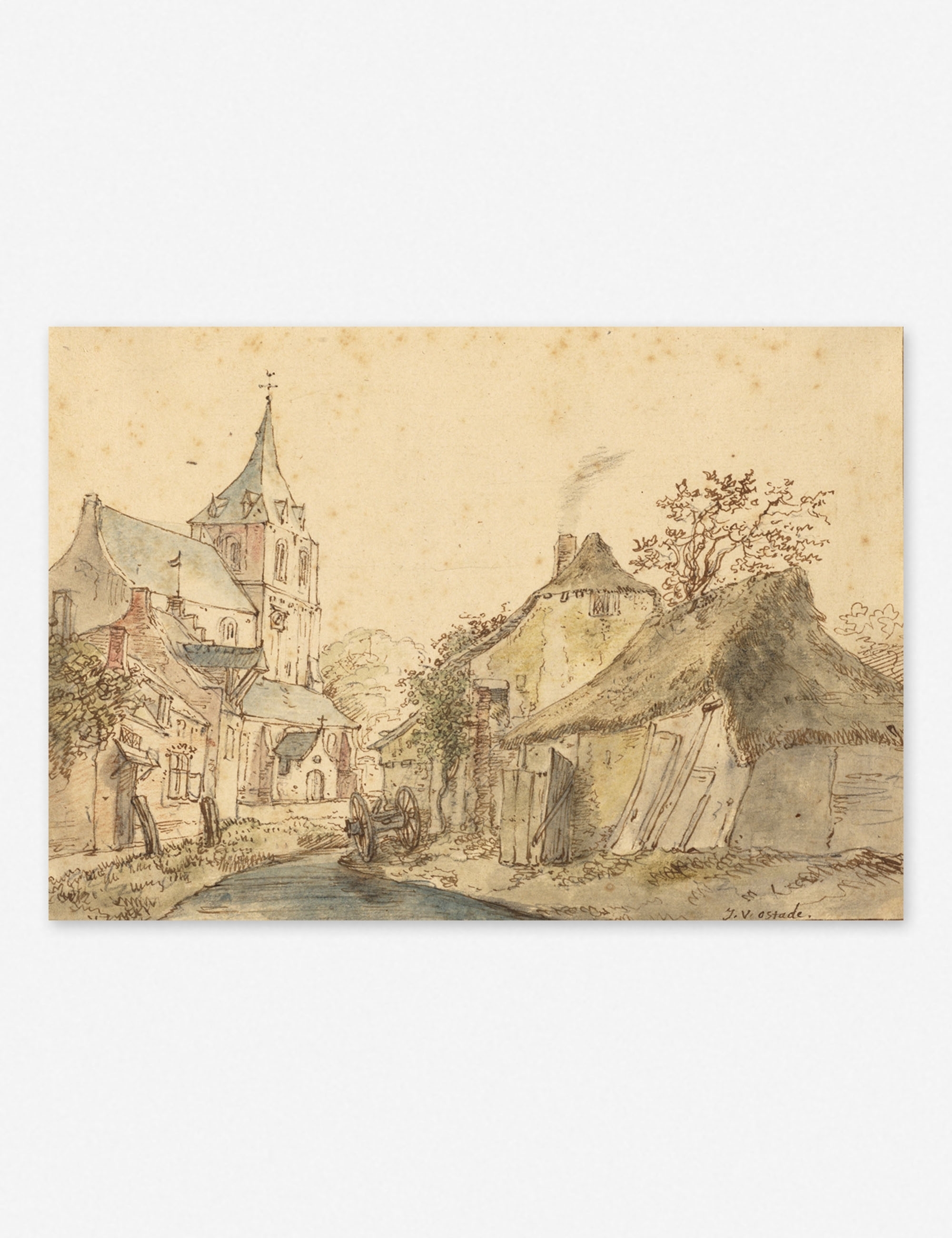 'View of Eindhoven from the Northeast' Wall Art by Isack van Ostade, Original Work held by the J. Paul Getty Museum 36" x 36" Unframed - Image 1