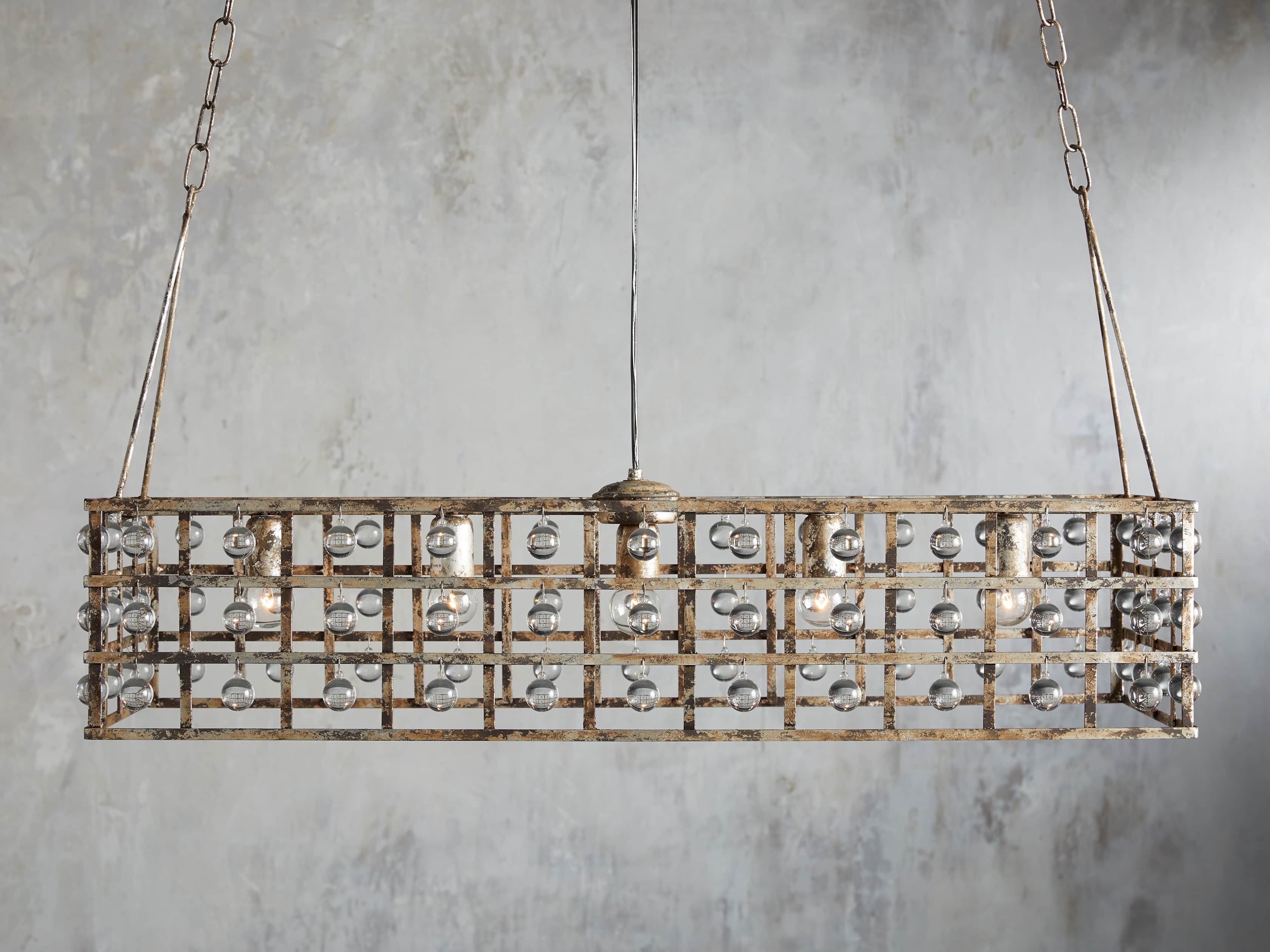 La Cage 41" Rectangular Chandelier in Crystal Silver  Clay - Image 0