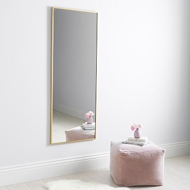 Metal Framed Full Length Mirror, Brass - Image 0