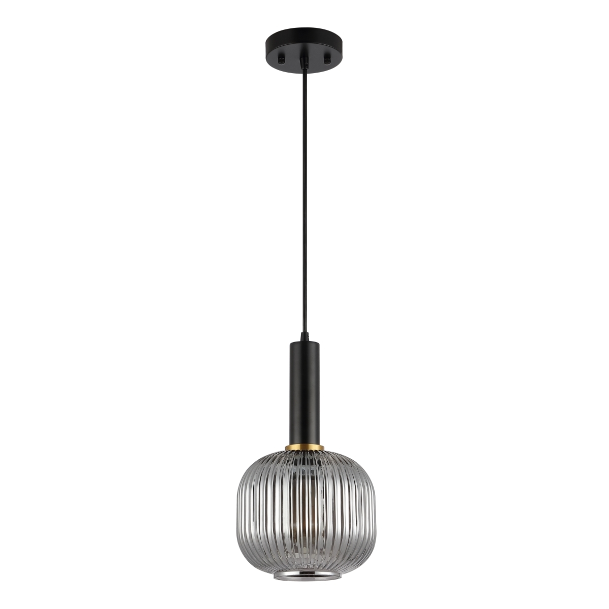 Rynner 8 Inch Pendant - Smoke Grey/Black - Safavieh - Image 0