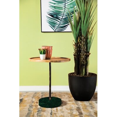 Asa Natural And Green Round Marble Base Accent Table - Image 0