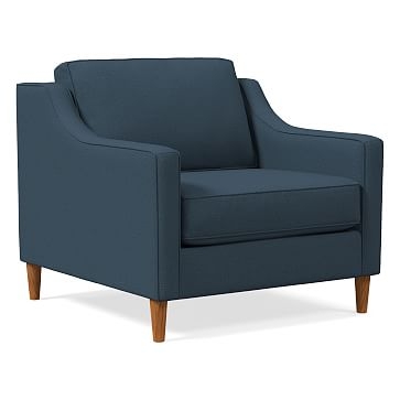 Paidge Armchair, Down Blend, Yarn Dyed Linen Weave, Regal Blue, Cone Pecan - Image 0
