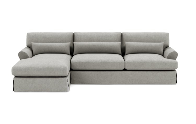 Maxwell Slipcovered Left Sectional with Grey Ore Fabric and Natural Oak with Antique Cap legs - Image 0
