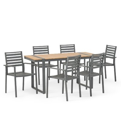Rectangular 6 - Person 62.75" Long Aluminum Dining Set - Image 0