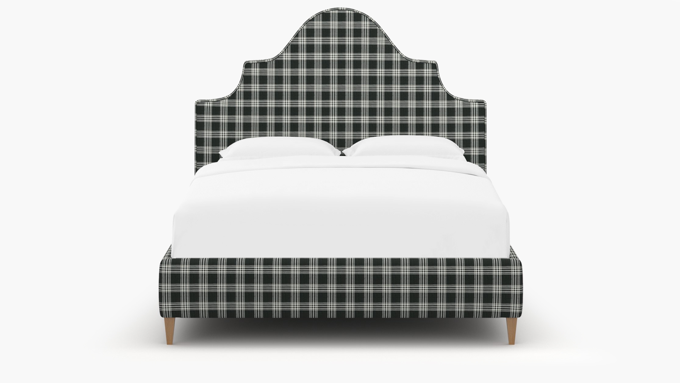 Statement Bed, Barnegat Plaid, Natural Square Tapered Leg, King - Image 0
