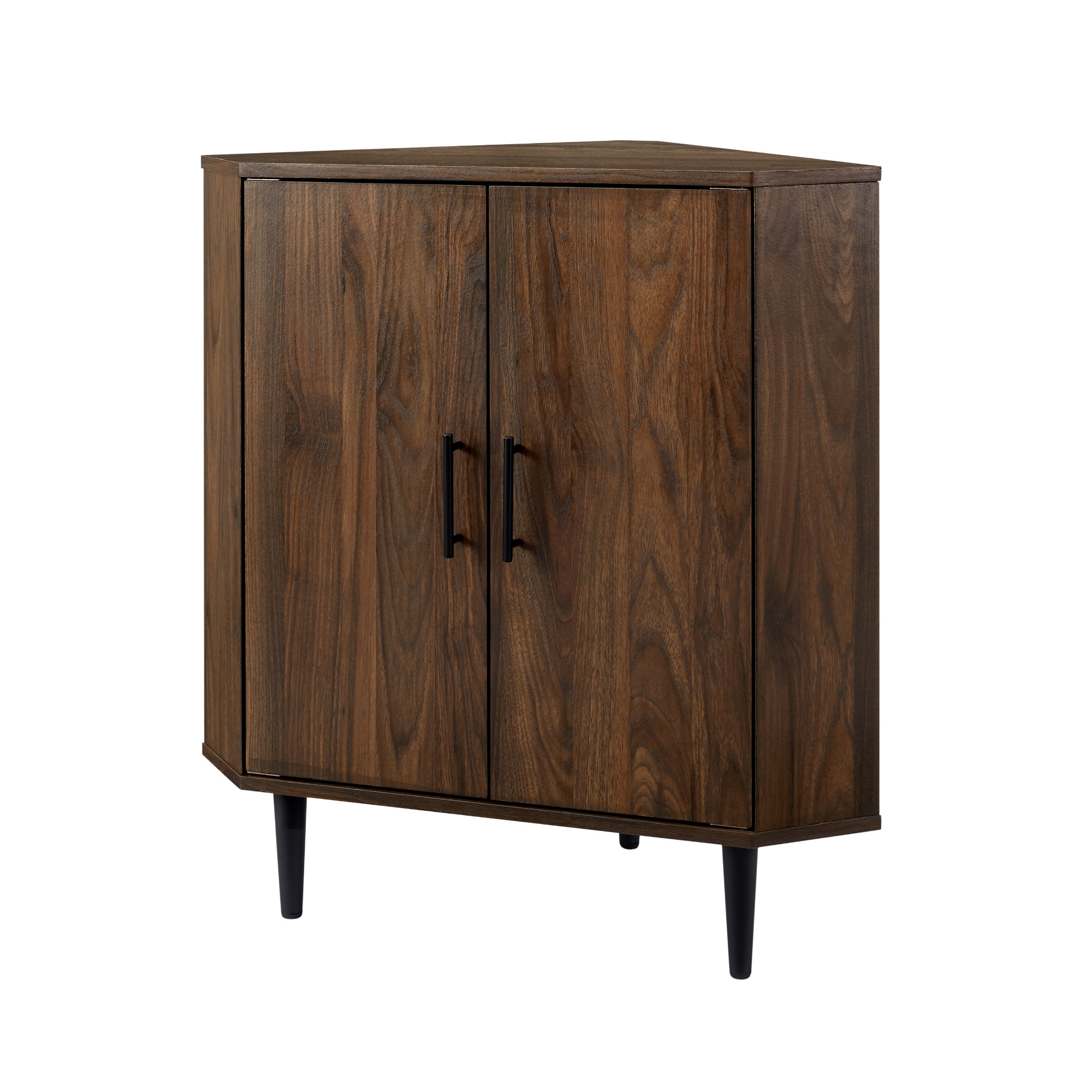 Contemporary Double Door Corner Accent Cabinet – Dark Walnut - Image 2