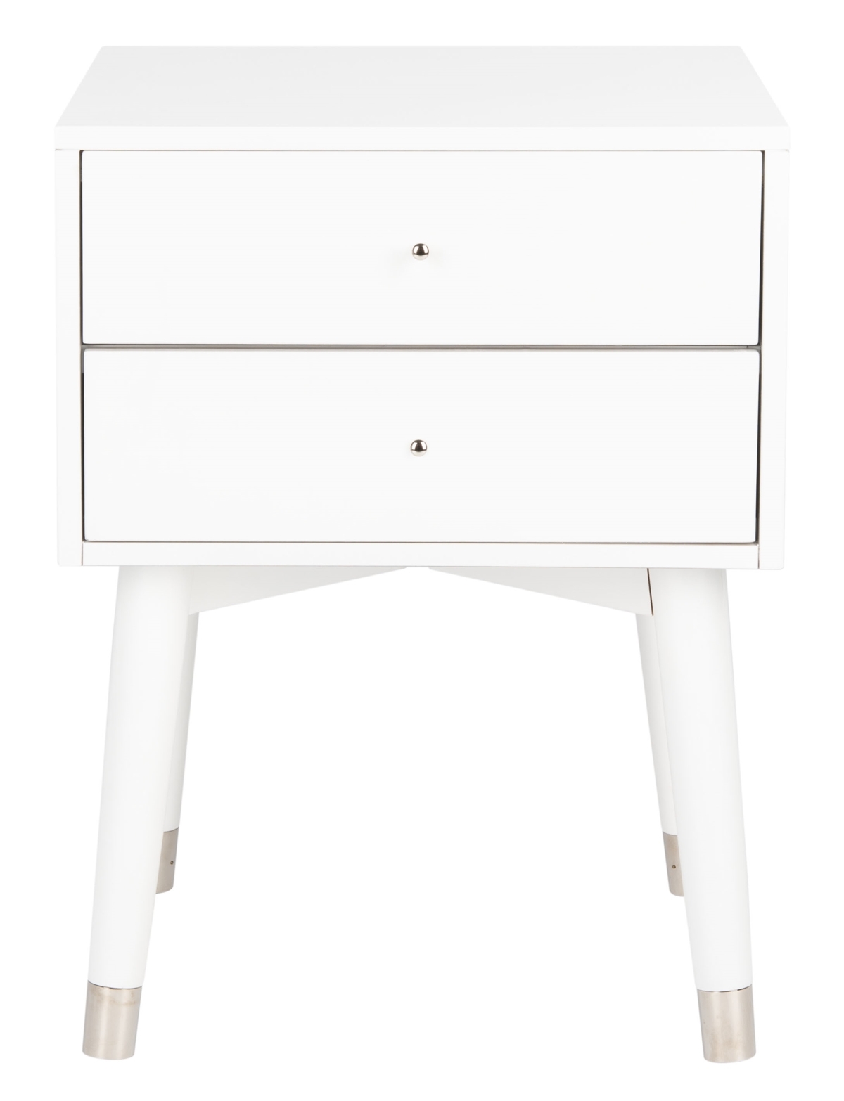 Lyla Retro Nightstand - White / Silver - Safavieh - Image 0