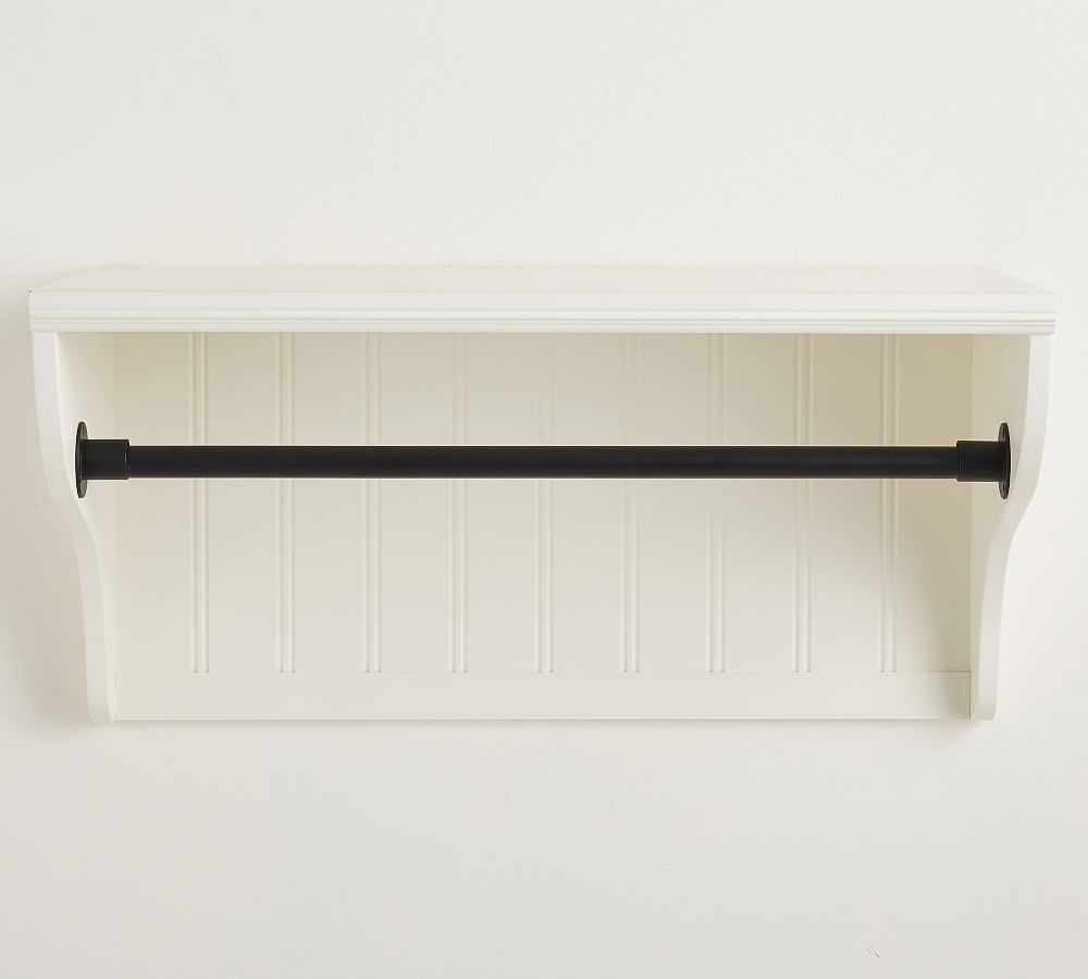 Aubrey Shelf with Closet Rail, White, 27" - Image 0