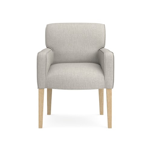 Fitzgerald Dining Armchair, Standard Cushion, Perennials Performance Melange Weave, Oyster, Natural Leg - Image 0