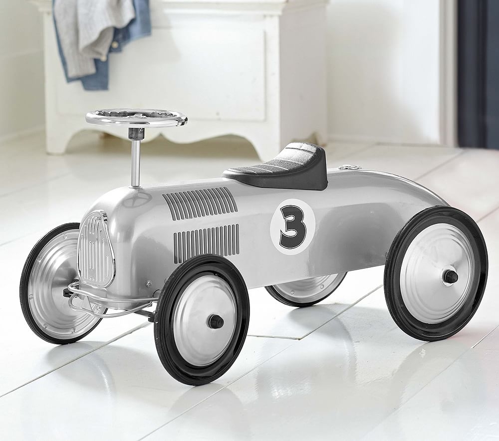 Silver Racecar Ride-On with Black Trim - Image 0