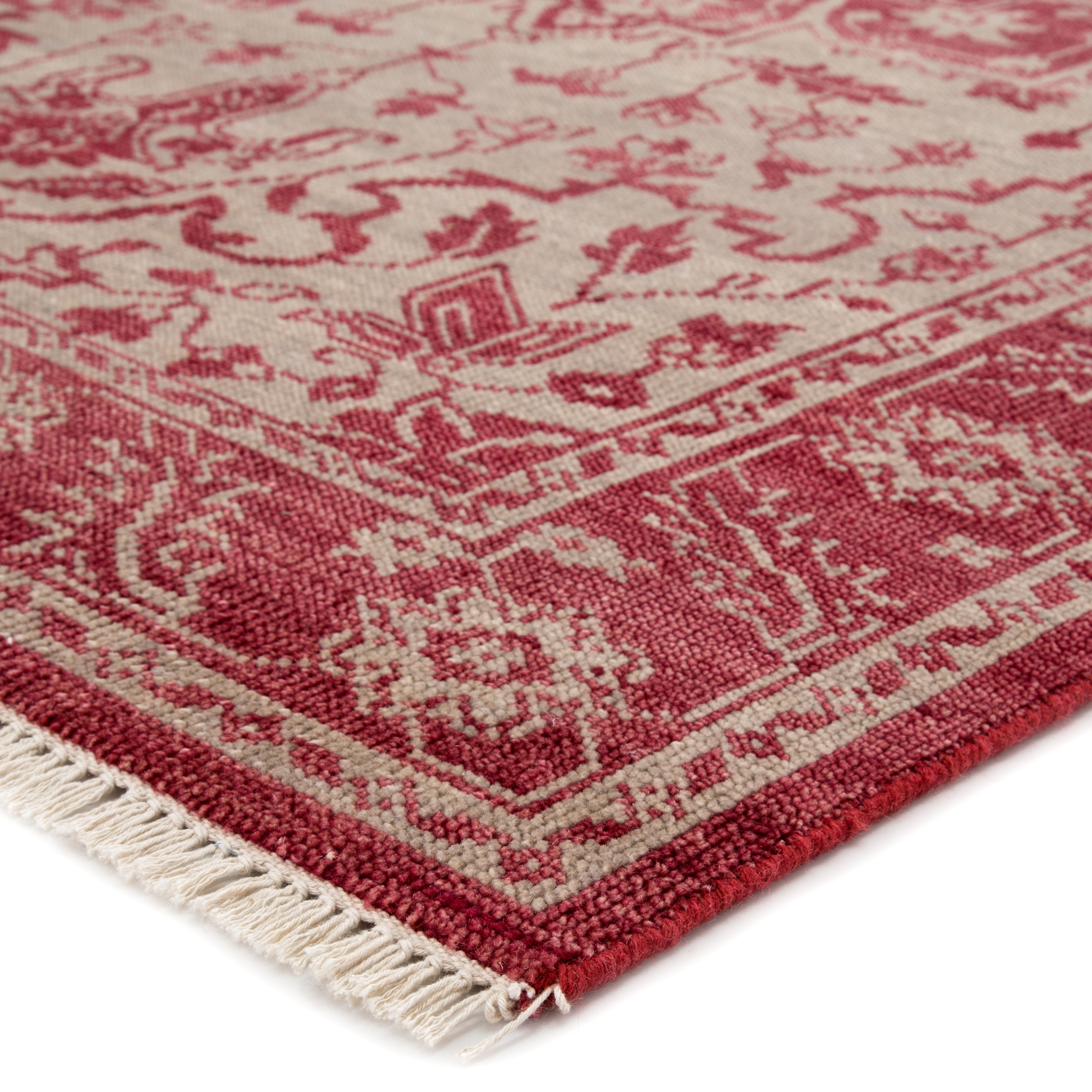 Abington Hand-Knotted Medallion Red/ Beige Area Rug (9'X12') - Image 1