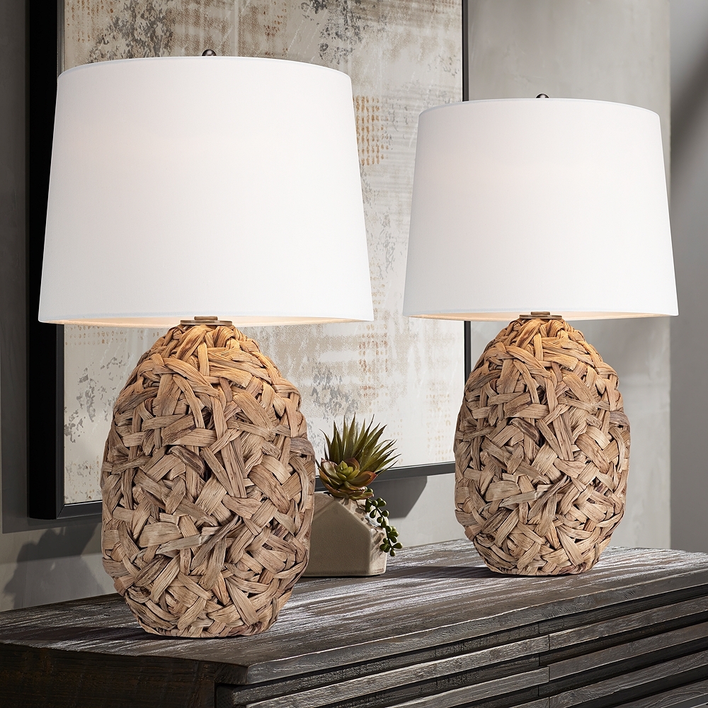 360 Lighting Nantucket 26" Natural Seagrass Coastal Modern Lamps Set - Image 0