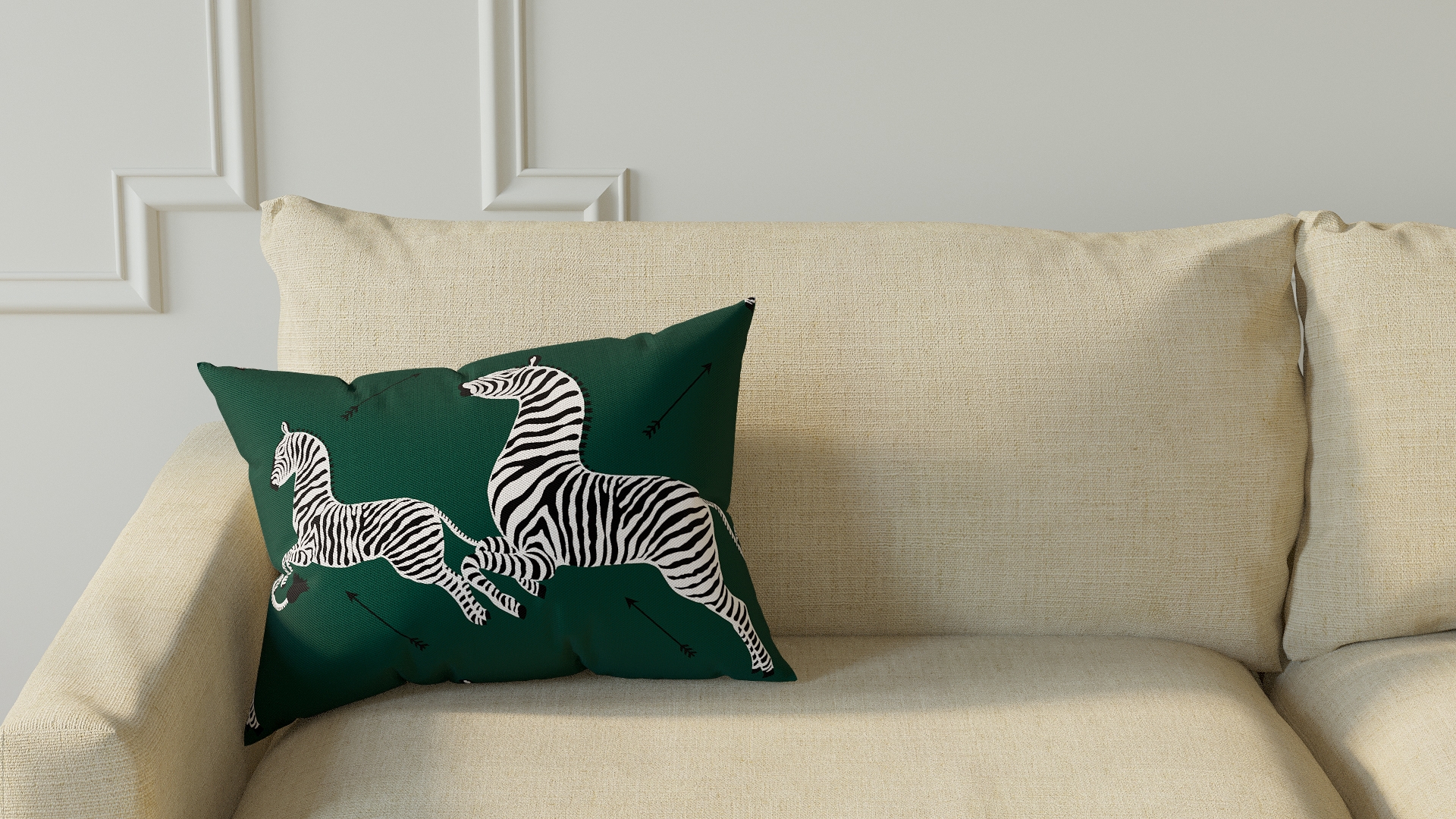 Throw Pillow 14" x 20", Emerald Zebra, 14" x 20" - Image 2