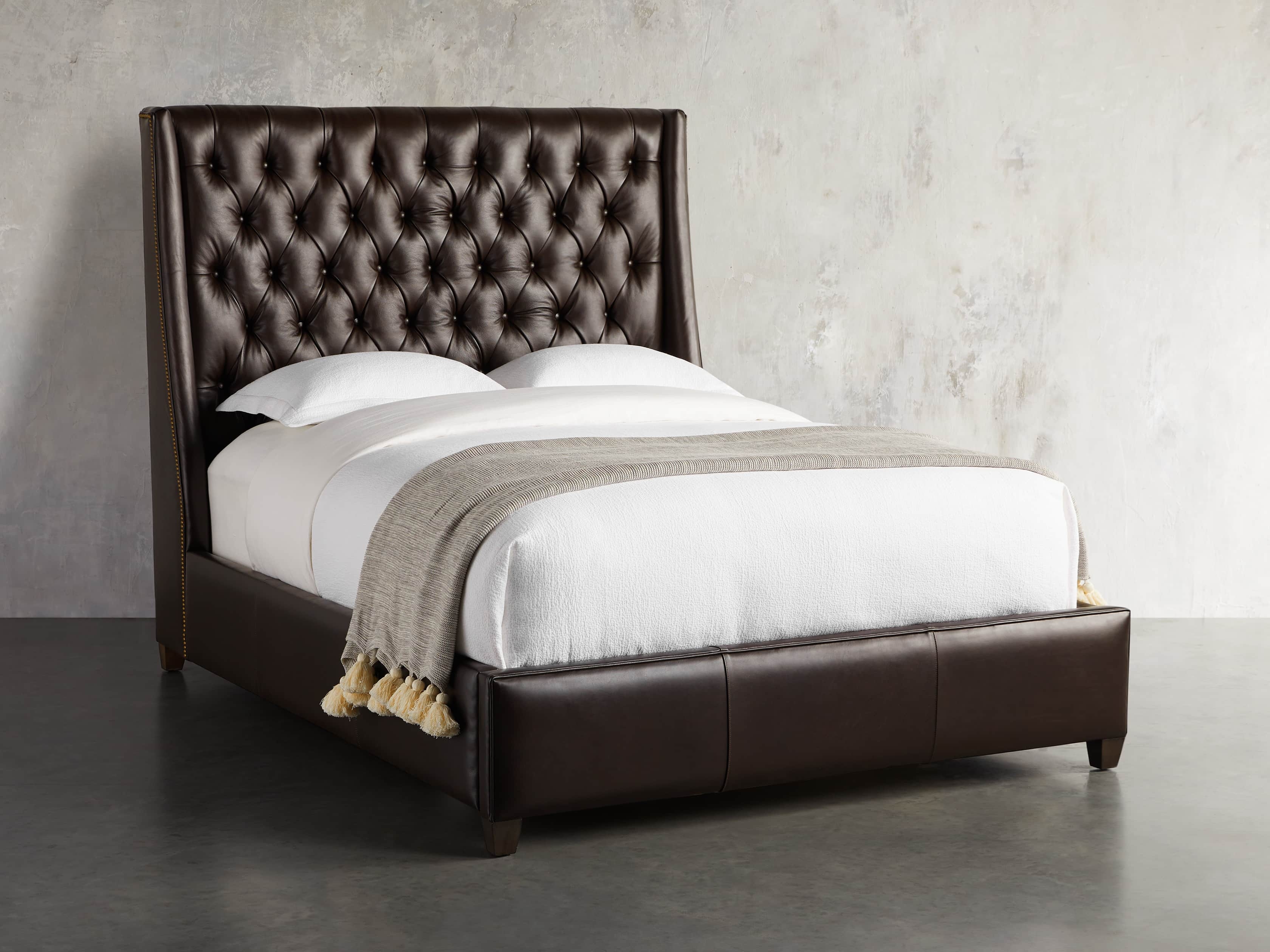 Devereaux Leather Queen Tufted Bed in None  Logan Coffee  - Image 0