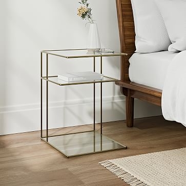 Curved Terrace Storage C-Nightstand, Antique Brass - Image 1