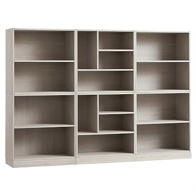 Stack Me up Mixed Shelf Tall Bookcase (2 Mixed + 4 2 Shelf), Brushed Fog - Image 0