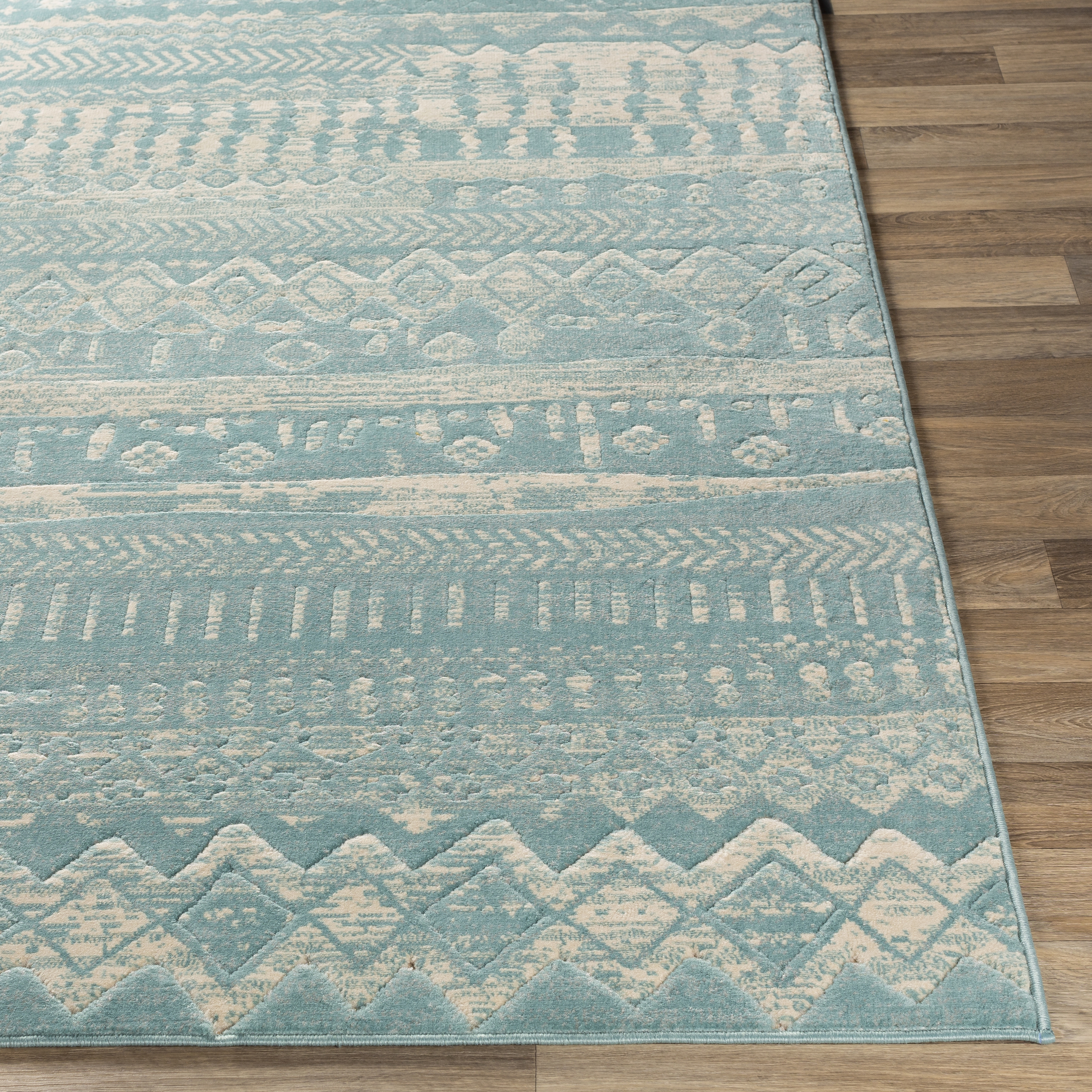 City Blue Indoor 7'3" x 2'8" Machine Woven Rug - Image 2