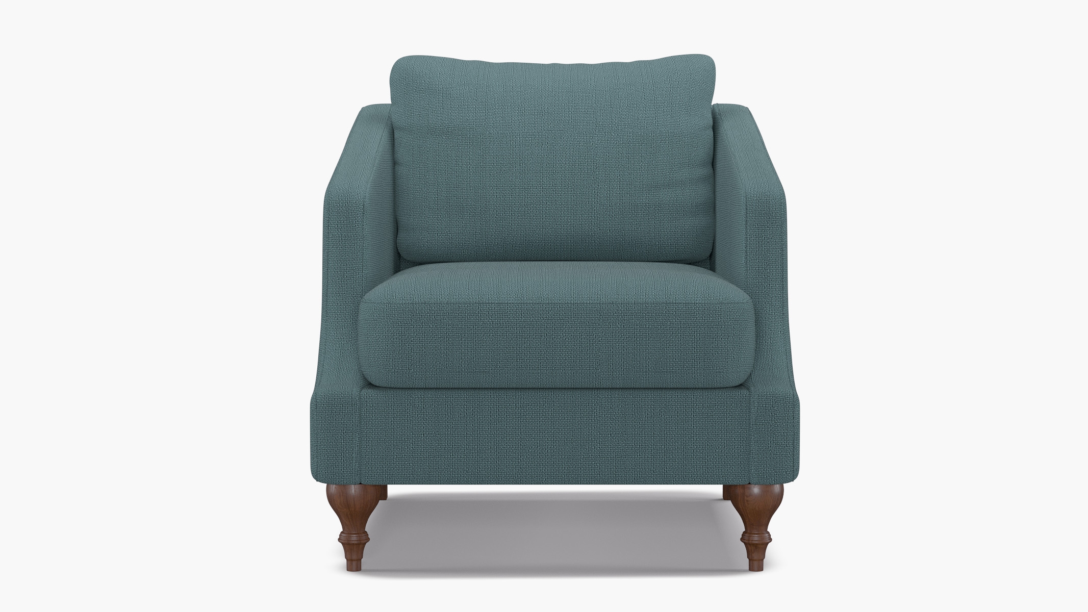 Slope Arm Chair, Seaglass Everyday Linen, Walnut Turned Wood Leg - Image 0