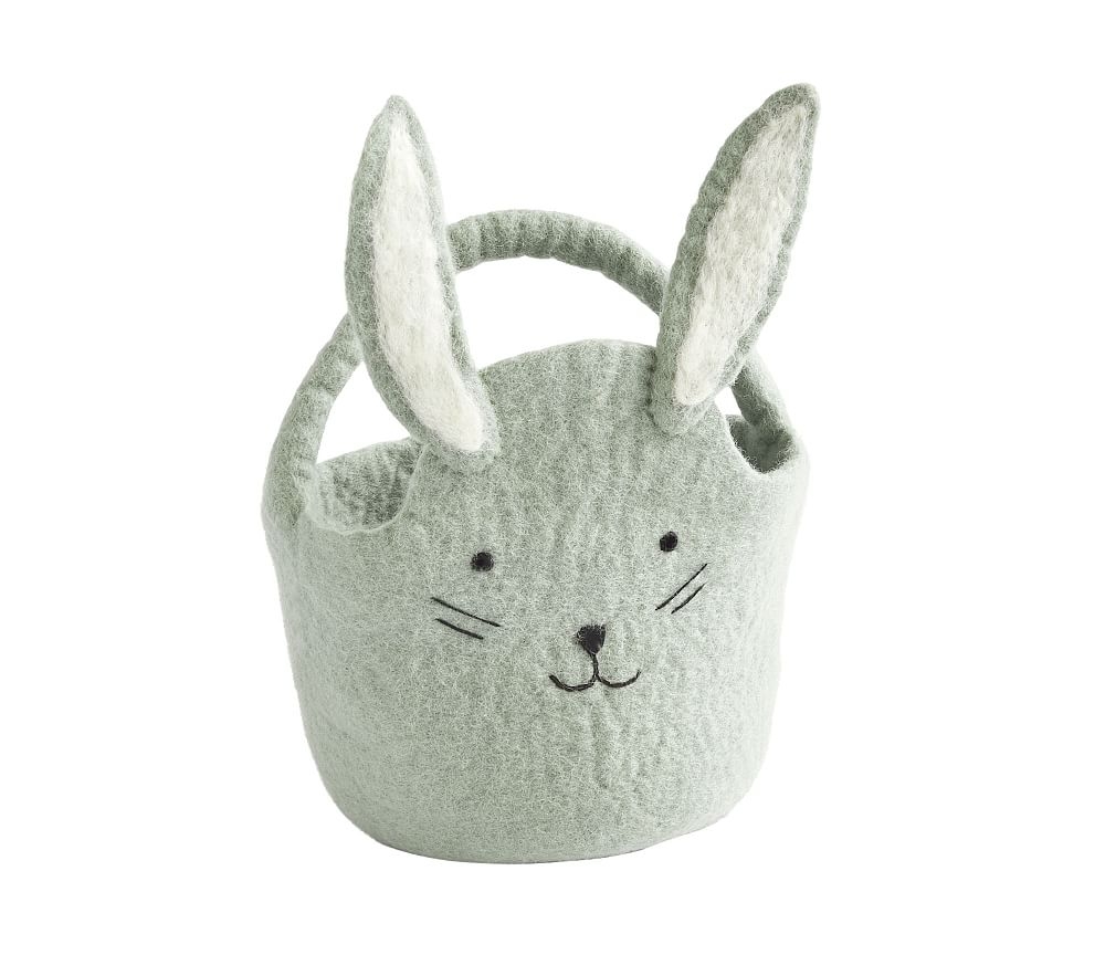 Felted Bunny Baby Easter Bucket, Dusty Blue - Image 0