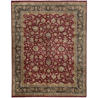 One-of-a-Kind Bikaner Hand-Knotted Red/Black 12'2" x 15'7" Wool Area Rug - Image 0