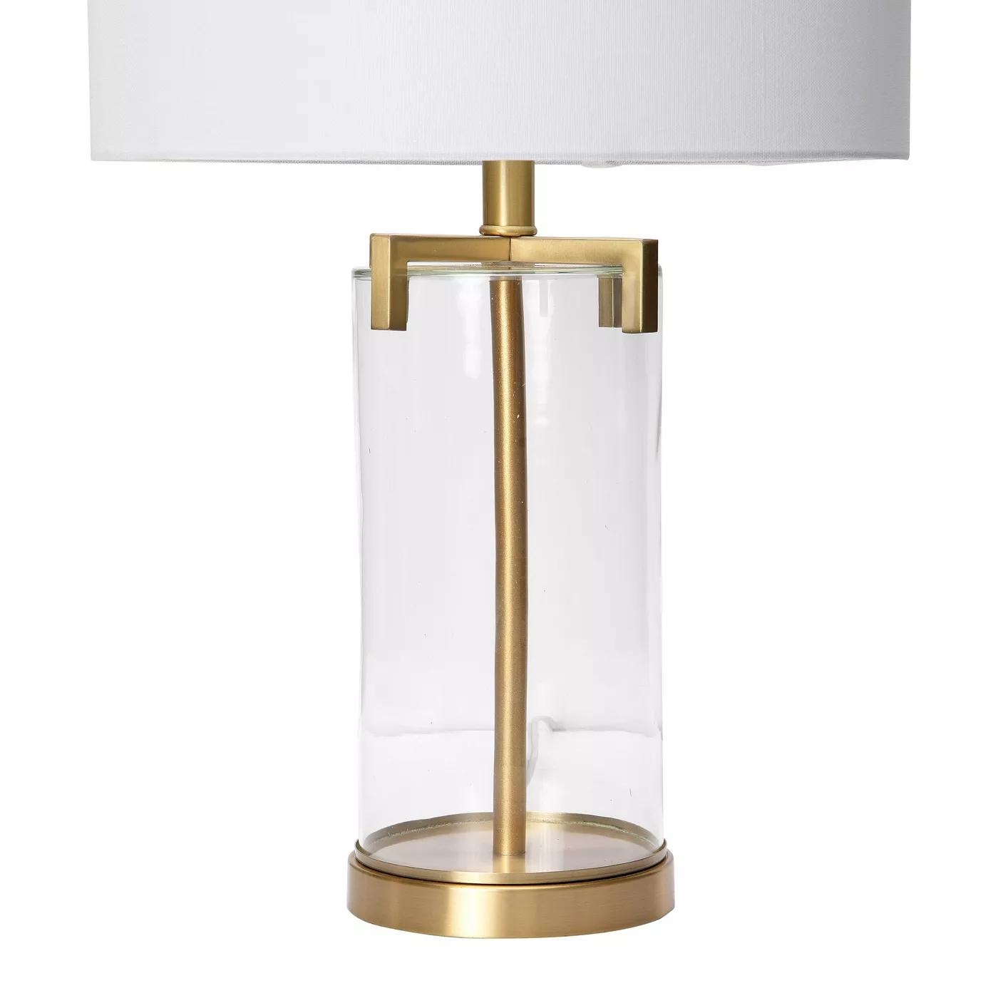26.5" Brushed Gold and Glass Table Lamp - Image 2