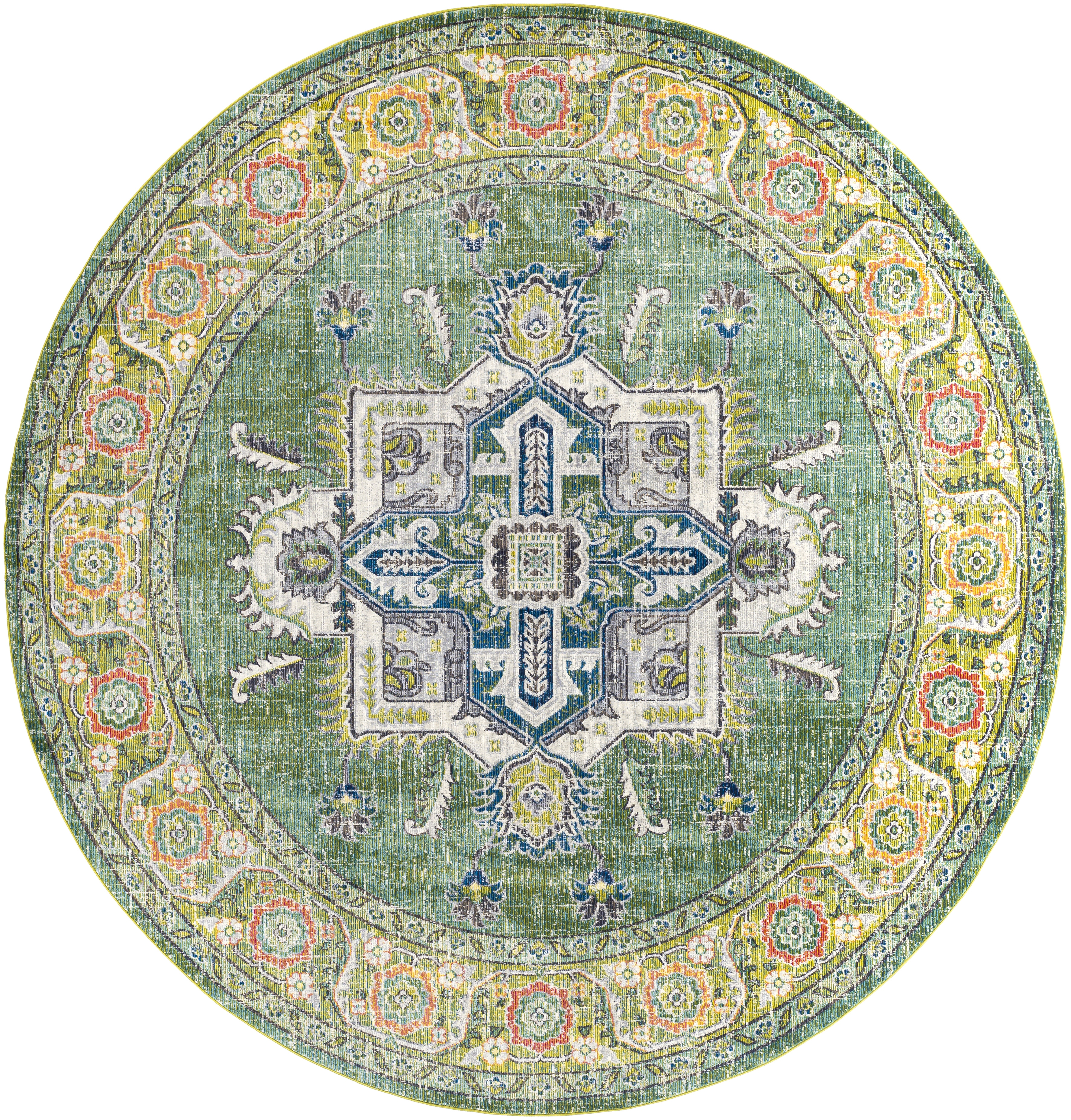 Aura Silk Green Indoor 7'10" x 7'10" Machine Woven Rug - Image 0